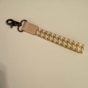 Gold and White Houndstooth Keychain